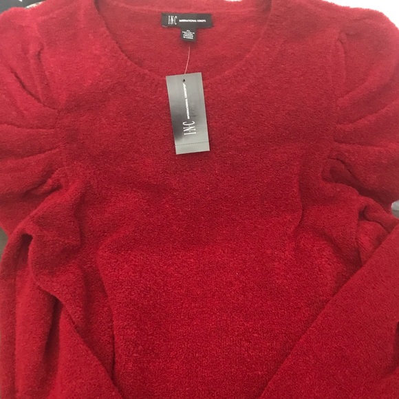 INC International Concepts NWT Puffy Sleeve Glitz DC Sweater in Real Red Size XL - Picture 7 of 11